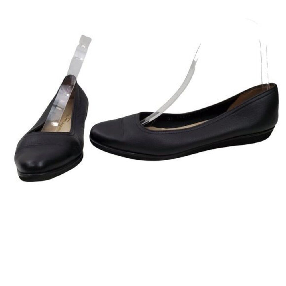 Salvatore Ferragamo Flats 5 B Black Leather Ballet